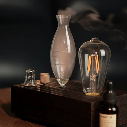 Vintage Tungsten Filament Aroma Diffuser & Humidifier with Sandalwood Essential Oil - Elegant Aromatherapy Lighting